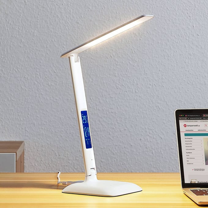 Lindby LED tafellamp Ludmilla, hoogte 34 cm, wit, display