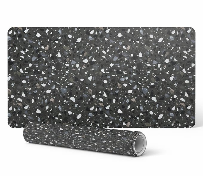 Antislip gaming bureaumat van vinyl met mozaïek terrazzo-print, 90x45 cm