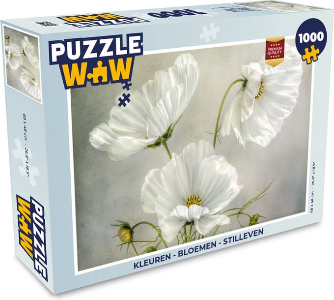 Puzzel Bloemen - Stilleven - Klaproos - Wit - Botanisch - Legpuzzel - Puzzel 1000 stukjes volwassenen