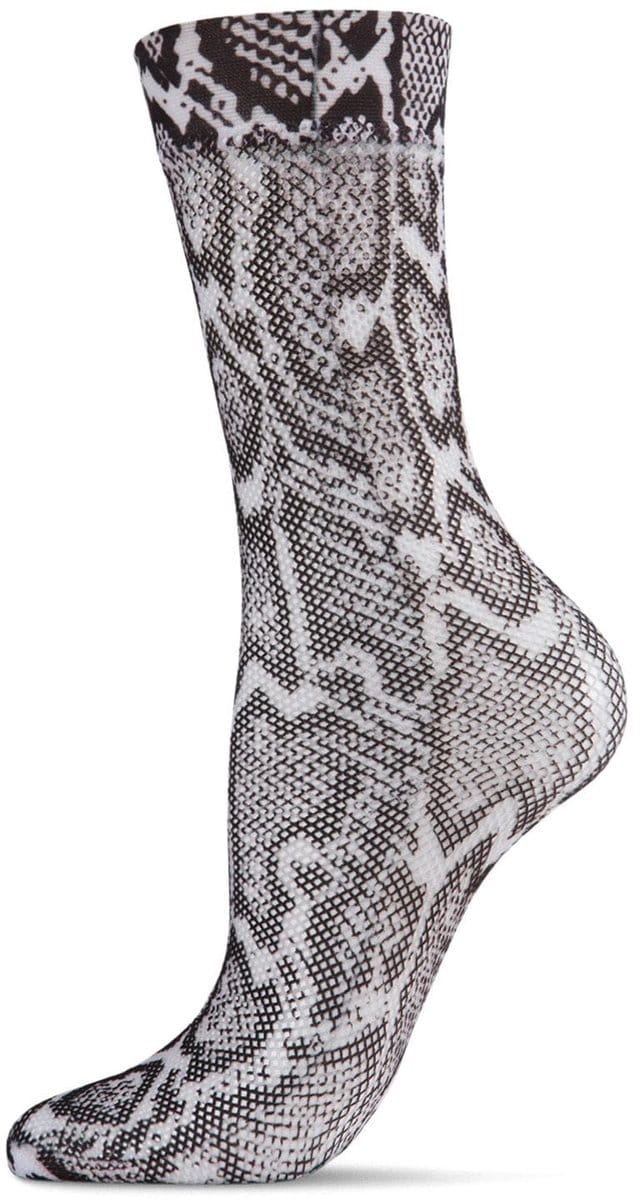 MeMoi Premium Faux Snakeskin Fishnet Crew Socks Modieuze Dierenprint Sokken 1 Paar
