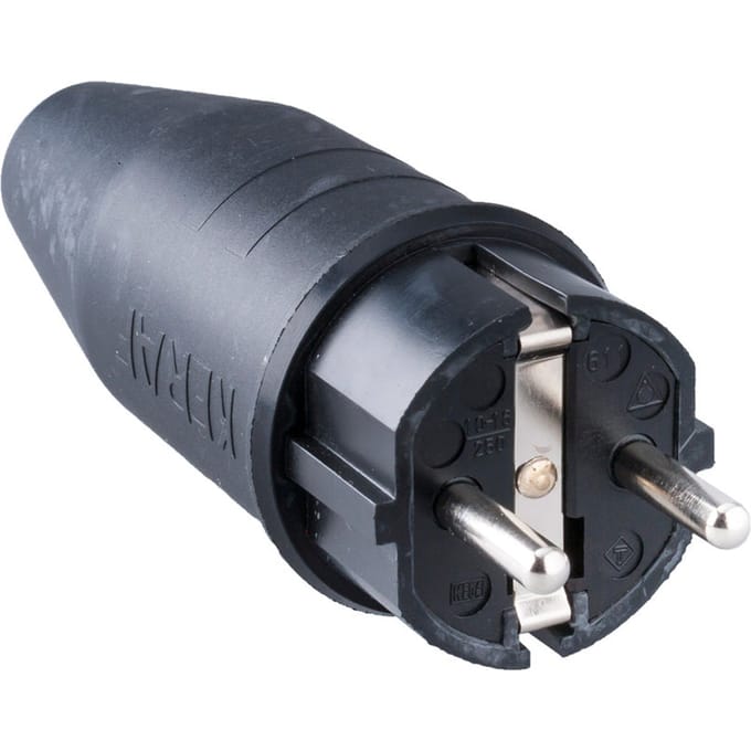 Heavy Duty Rubber Power Plug 16A 250V Met Aardpin - 104458 [2 Stuks]