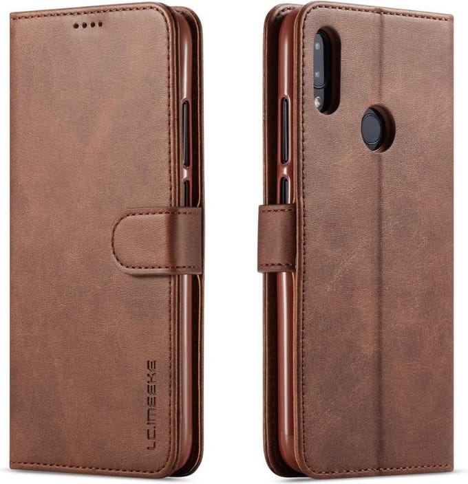 LC.IMEEKE Luxe Book Case - Geschikt voor Xiaomi Redmi Note 7 Hoesje - Donkerbruin