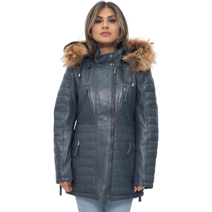Dames gewatteerde leren parka jas-Curitiba