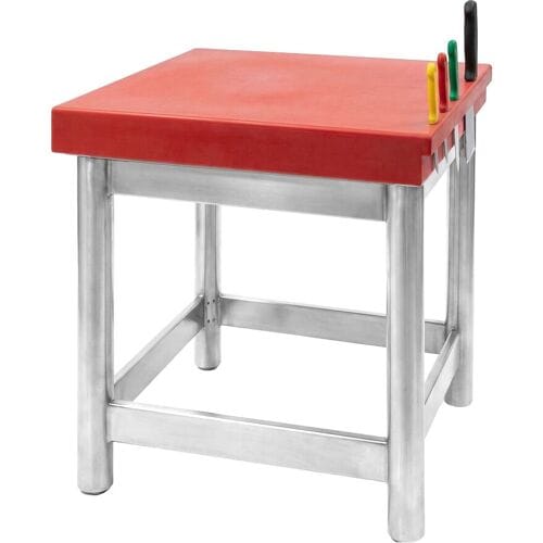 GGM Gastro Hackblock Edelstahl mit Arbeitsplatte aus Polyethylen - 600x600mm - inkl. Messerhalter