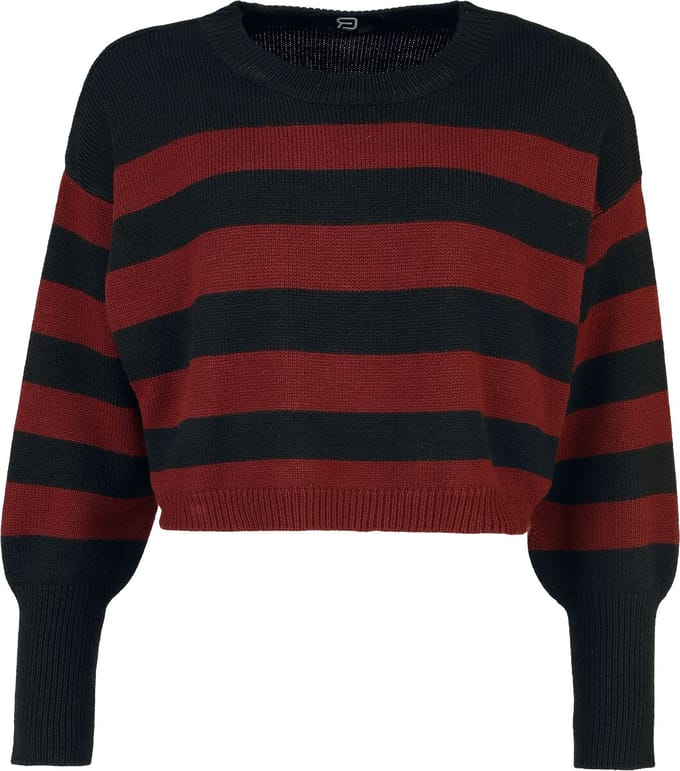 R.E.D. Rock-Engineered Design Zwart-rode gestreepte trui - Dames - S