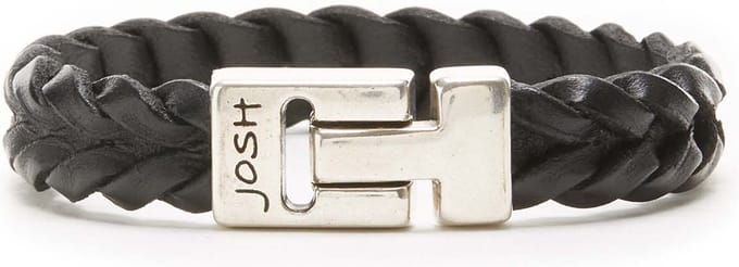 Josh Heren Armband Leer;Metaal - ZilverkleurigZwart