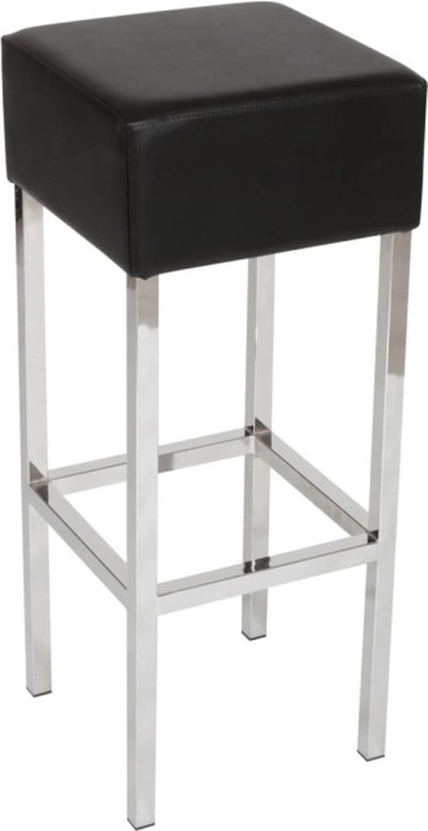 Workliving Barkruk Skai - Zwart / Chroom - 82 CM