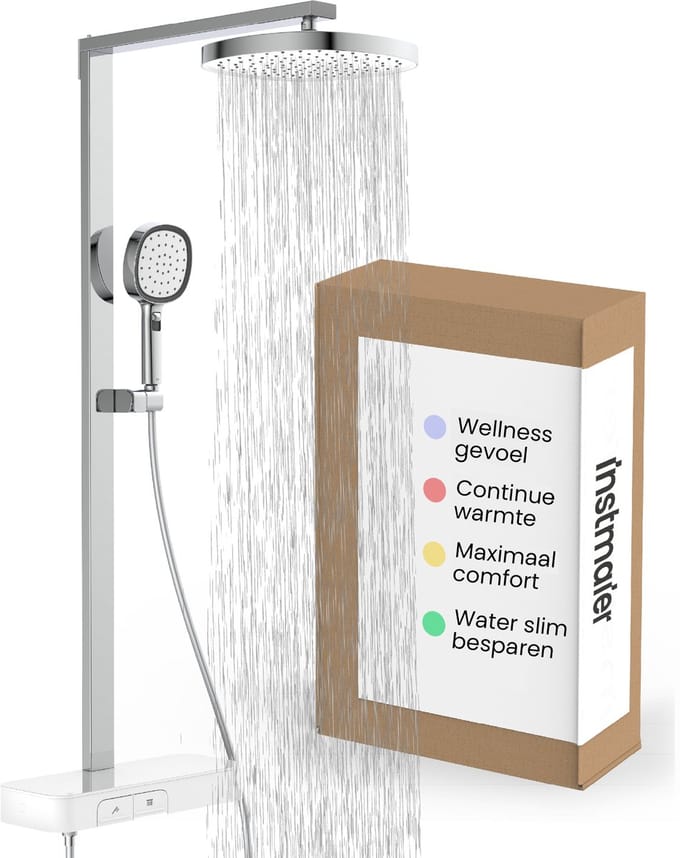 instmaier Cleo - Regendouche met kraan - Chroom/Wit - Design thermostaat met groot legvlak
