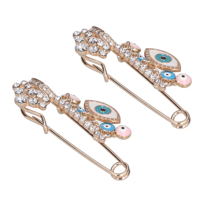 2 Pièces Broches Strass Multifonctionnelles Fabrication Exquise Design Tendance Broches Bleues beige