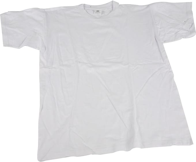 T-shirts, B: 36 cm, afm 5-6 jaar, ronde hals, 145 gr, wit, 1 stuk