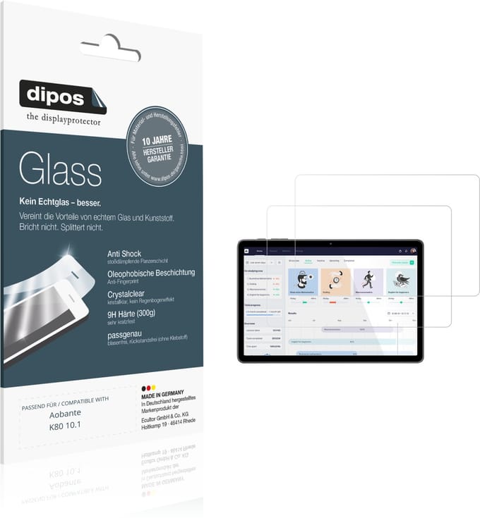 dipos – 2x Pantserfolie geschikt voor Aobante K80 10.1 | 9H Screenprotector
