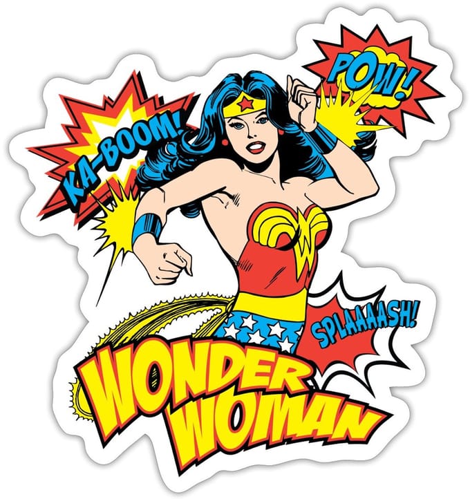 DC Comics Wonder Woman Retro Sticker maat S (10 x 10 cm)
