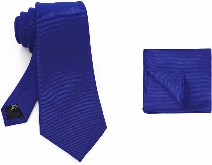 Sorprese Stropdas met Pochet - Cobalt Blauw - 7.5cm - Micro Ribstructuur - Stropdassen - Pochette