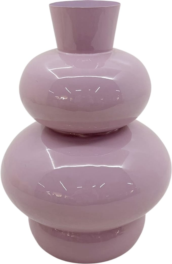 by Mooss - Enamel - Vaas - Lila - Licht Paars - Light Purple - Medium - 42 cm - Ã˜ 30 cm - Hoogglans - Metaal - Groot - Chique - Trendy - Hip - Eyecatcher - Decoratief - Emaille