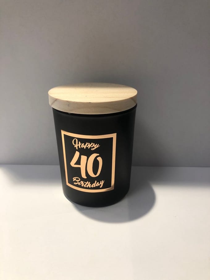 Geurkaars klein roze/zwart - 40 jaar