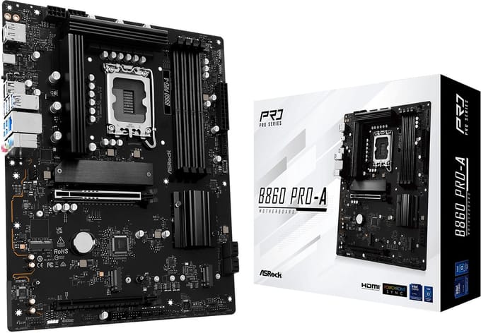 ASRock B860 Pro-A Moederbord - Intel B860 - Intel LGA1851 - DDR5 RAM - ATX