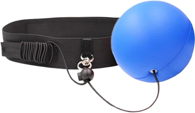 Boksbal Hoofdband - Reflex Bal - Reactievermogen Trainen - Verstelbare Pasvorm - 9 cm Bal Diameter - Blauw