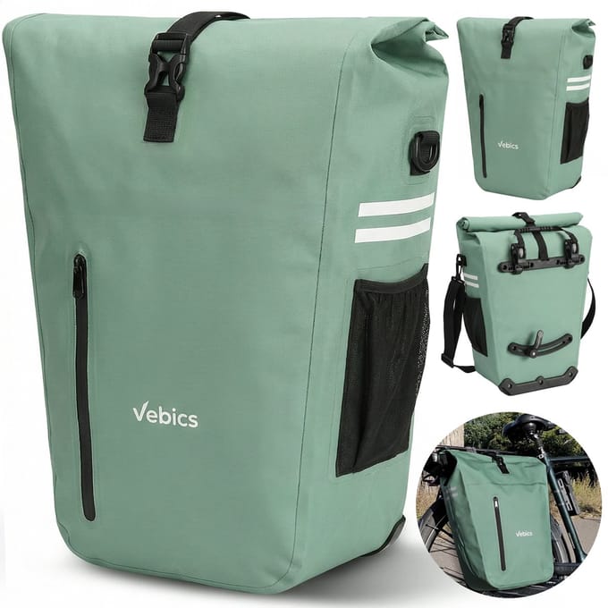 Enkele Fietstas Waterdicht - 25L - Elektrische fiets - Afneembaar - Roll-top