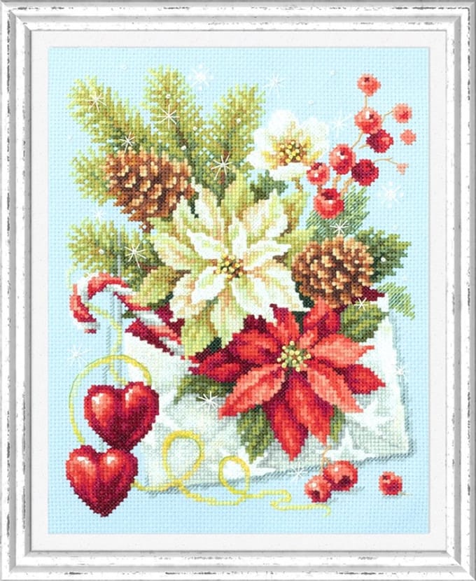Borduurpakket Kerstlampjes- Magic needle 100-241 met telpatroon