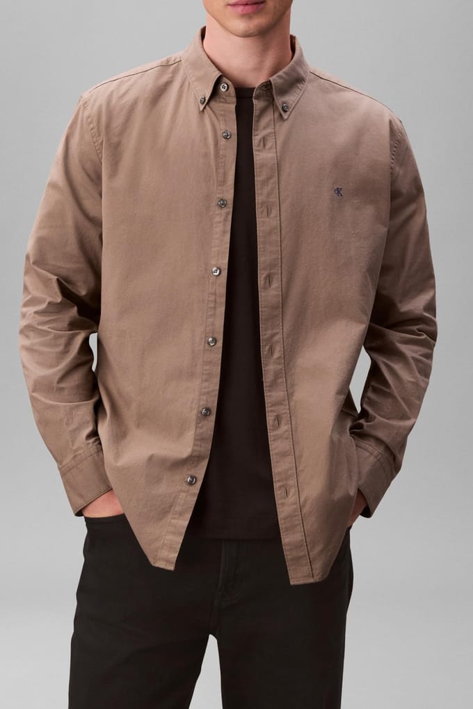Calvin Klein Ls Solid Oxford Classic Shirt Seagrass Größe: S | Casual hemden Outlet | Herren