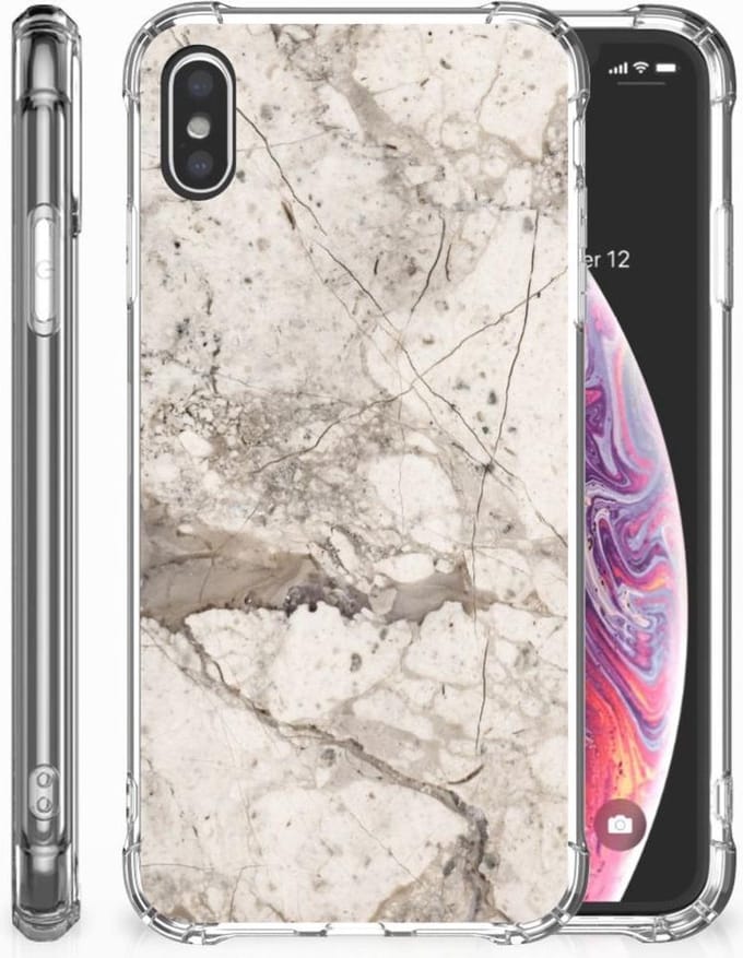 Apple iPhone Xs Max Anti-Shock Hoesje Marmer Beige