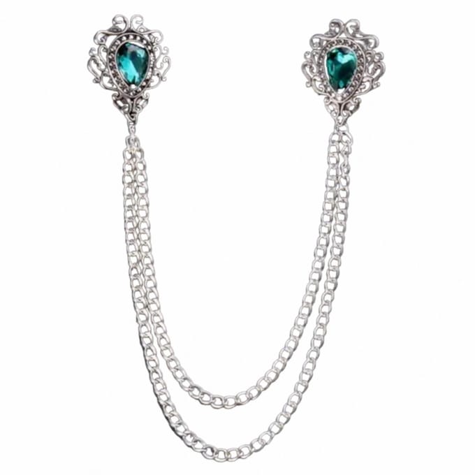Kraag speld-Groen-Ketting-Zilverkleur - Charme Bijoux