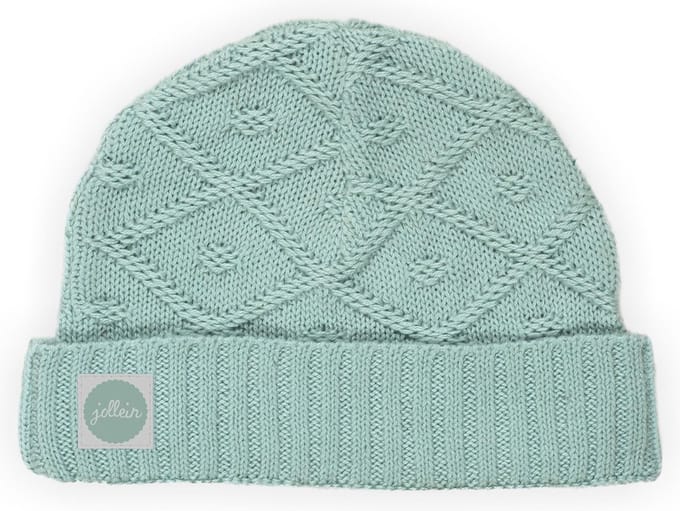 Jollein Diamond Knit - Muts - 40cm / vanaf 6 maanden - Vintage Groen