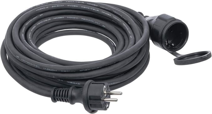 Verlengkabel 10 meter 3-aderig IP44 Rubber Zwart