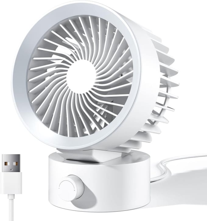 USB Tafelventilator - Traploos Verstelbaar - Sterke Luchtstroom - Ultiem Stil - USB Voeding - Wit