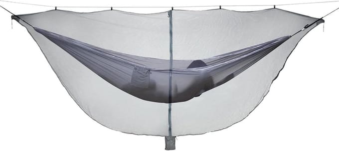 Hangmat - Kampeerbed - Outdoor Ontspanning - Geïntegreerd Vliegennet - 340 x 140 cm - Grijs