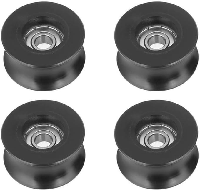 Allecto - U-groef katrol - nylon gecoate geleider - zwart - rollager