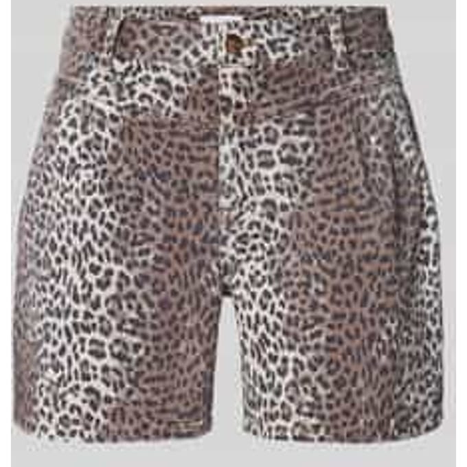 Rich & Royal Leopard Print Denim Shorts Caffee Latte Maat: W28 | Korte Broeken Outlet | Dames | Bruin