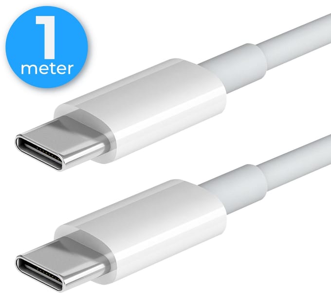 Nuvance Usb C Kabel - 100W - Usb C naar Usb C - 1 Meter - Usb-C Kabels - Snellader - 480Mb/ps Data - Usb C Oplader - Wit