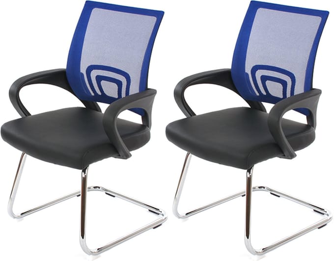 Set van 2 vergaderstoelen Ancona, bezoekersstoel, kunstleer MVG-gecertificeerd ~ blauw