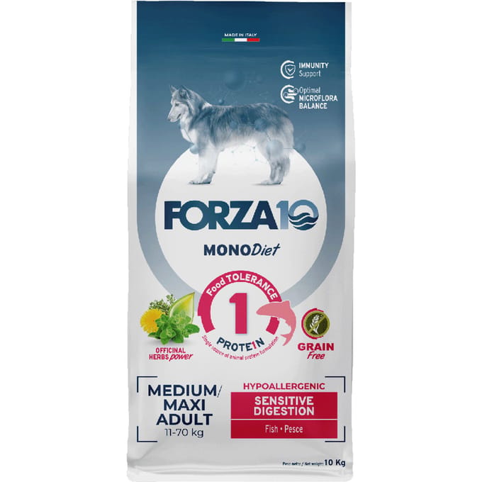 10kg Forza 10 Diet Mono Medium & Large Sensitive Digestion met vis droog hondenvoer