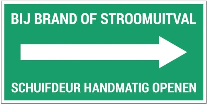 Schuifdeur handmatig openen rechts sticker | 15 x 7,5 cm