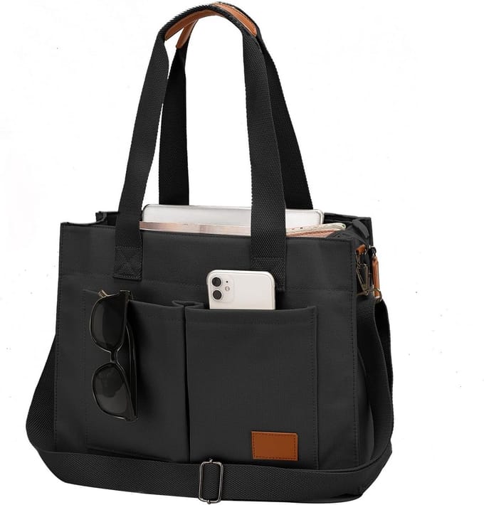 Grote Canvas Laptoptas voor Dames 15,6 inch Draagtas met Binnenvakken