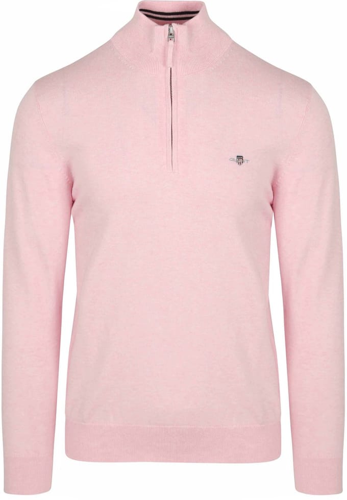Gant Half Zip Trui Lichtroze - Maat M - Heren - Schipperstrui