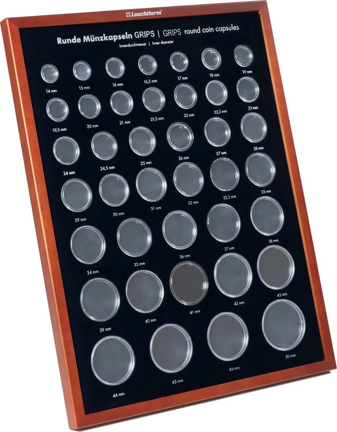 Leuchtturm - Presentatie Frame voor 40 GRIPS ronde muntcapsules 15 - 40 mm