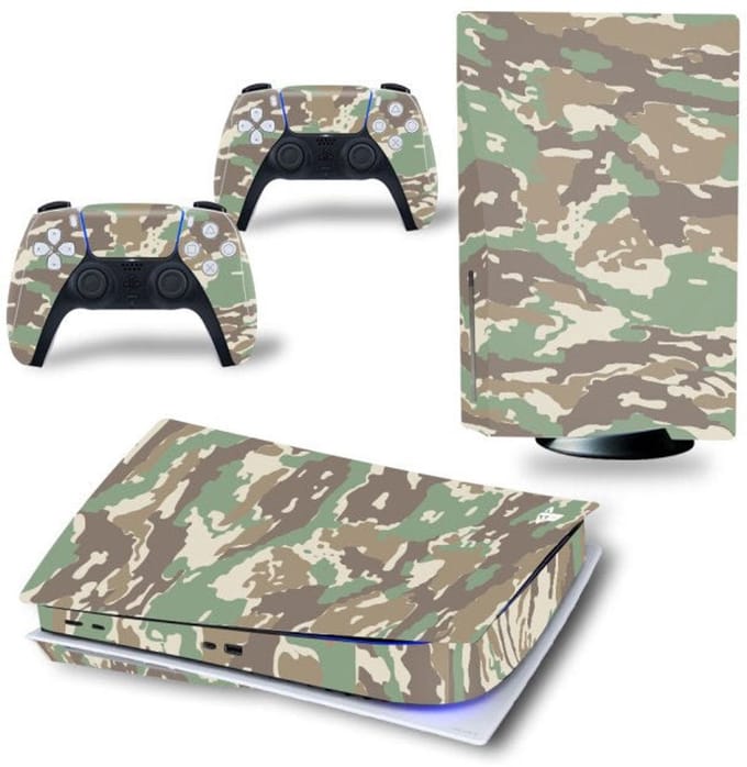 Gadgetpoint - Console & Controller Stickers voor PS5, PlayStation 5 - Performance Gaming Skin - Bescherming Accessoires - Camo - Groen Wit