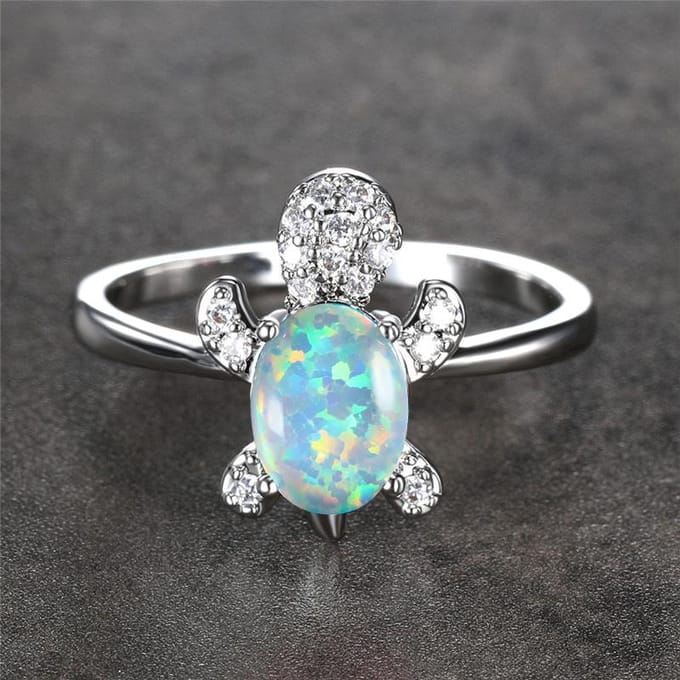 Hot Selling Mode Groen Geïmporteerde Australische Schat Schildpad Ring voor Dames met Eenvoudig Design No. 7 black