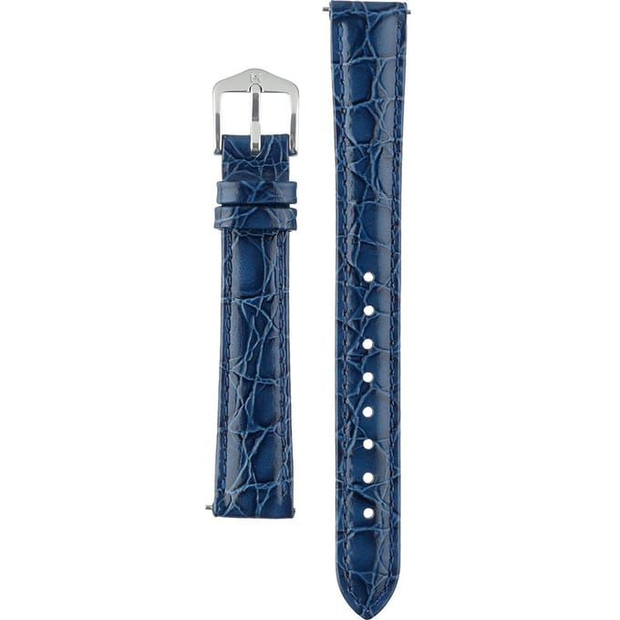 Hirsh Horlogeband -  Crocograin Blauw - Leer - 14 mm