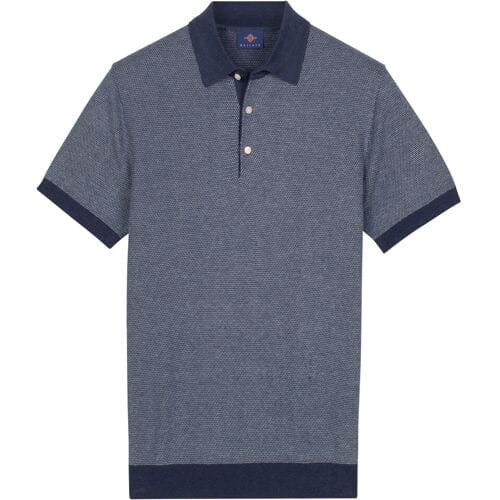 Baileys Polo Knitted Two-Tone Jacquard Texture Dark Denim Blue / male