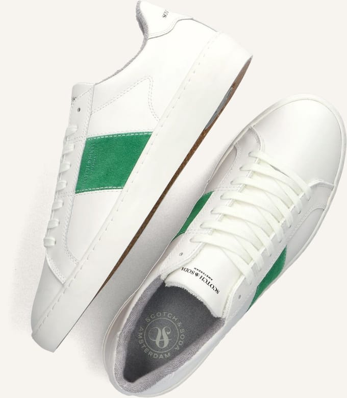 Scotch & Soda Plakka 2.0 Sneakers Heren - Leren Sneaker - Wit - Maat 43