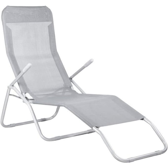 Springos Ligstoel | Ligbed | Verstelbaar | Ergonomische Vorm | Lichtgrijs