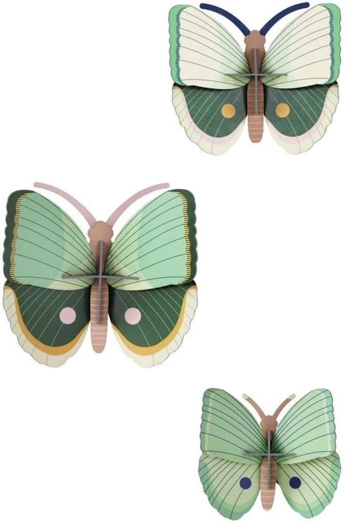 Studio Roof wanddecoratie Fern striped butterflies set van 3