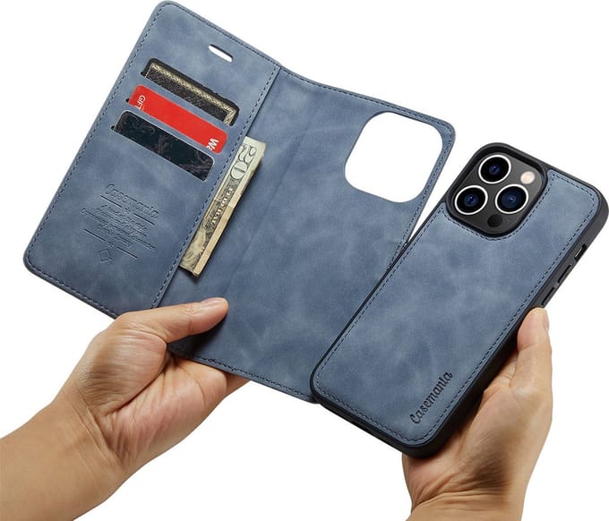 iPhone 15 Pro Max Bookcase hoesje - CaseMe - Effen Grijs - Kunstleer