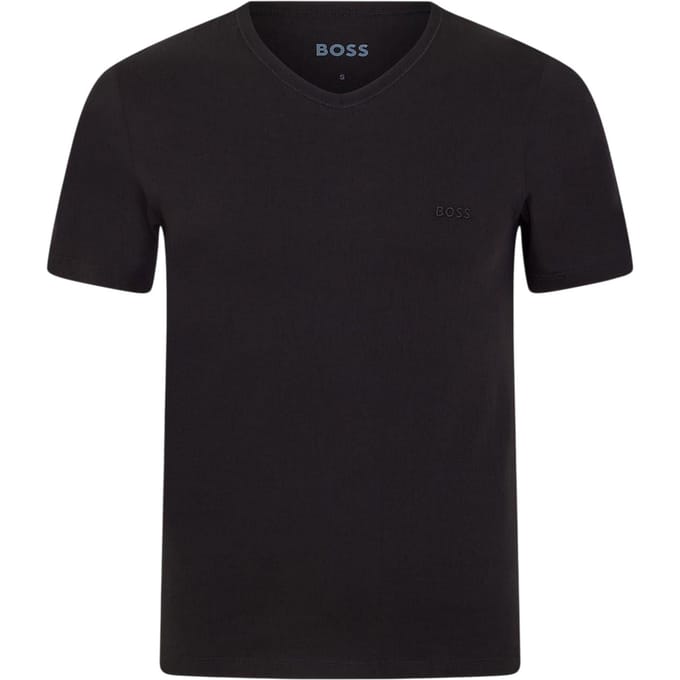 Boss Mannen Logo V-hals T-shirt (Verpakking van 3) (Zwart)