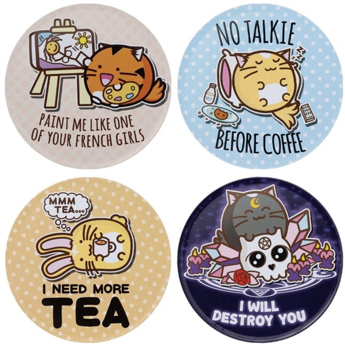 FaNaTtik Fuzzballs Coaster 4-Pack Glasses & Coasters