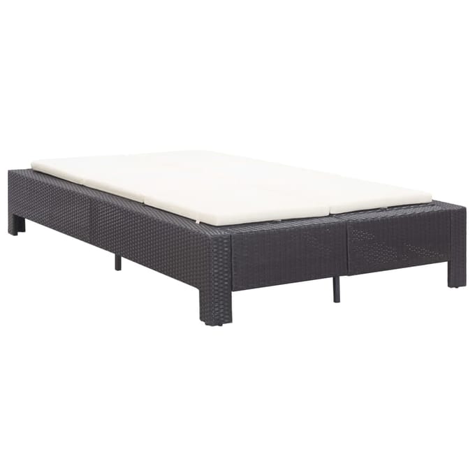 vidaXL - Ligbed - met - kussen - 2-persoons - poly - rattan - zwart